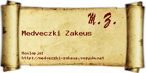 Medveczki Zakeus névjegykártya